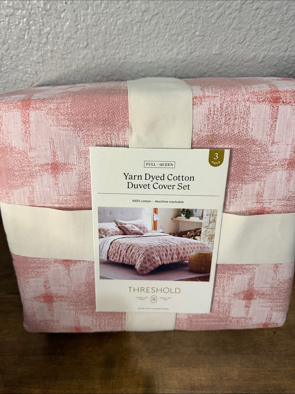 Threshold Pink Yarn-Dyed Cotton Duvet Cover Set Full/Queen NEW